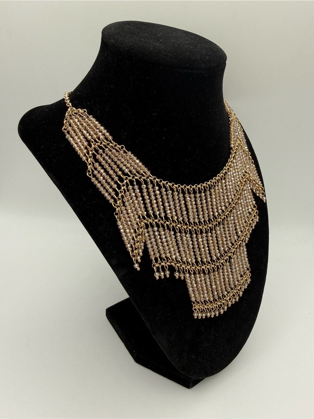 Natasha Champagne Crystals Beaded Necklace - Picture 4 of 7
